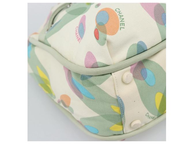CHANEL Tote Bag Canvas Green Silver CC - vista 12