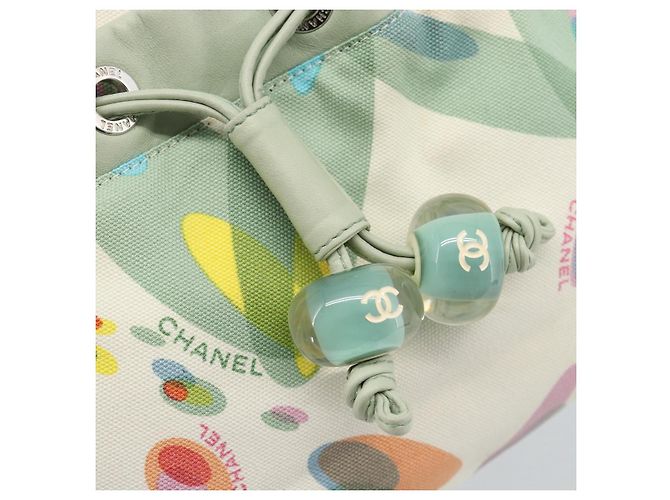 CHANEL Tote Bag Canvas Green Silver CC - vista 15
