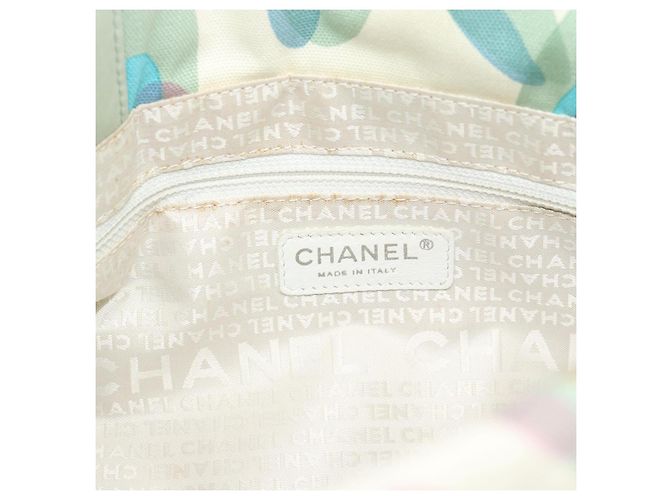 CHANEL Tote Bag Canvas Green Silver CC - vista 16