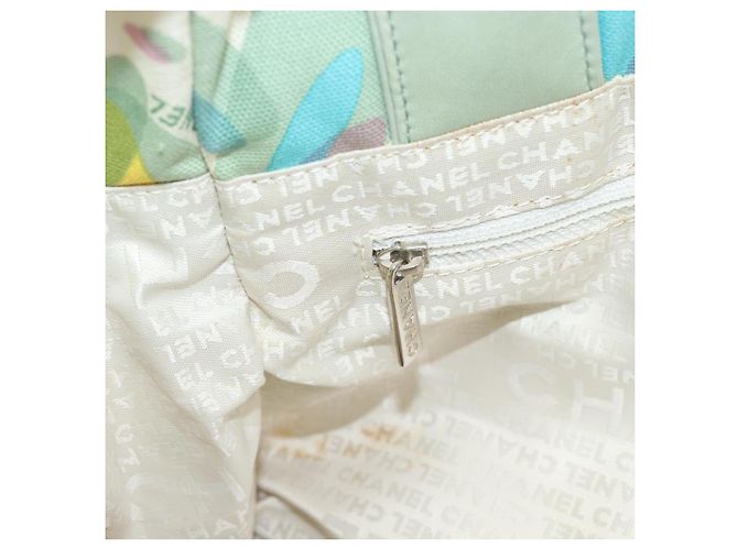 CHANEL Tote Bag Canvas Green Silver CC - vista 20