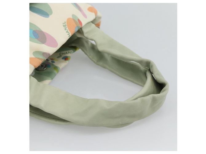 CHANEL Tote Bag Canvas Green Silver CC - vista 7