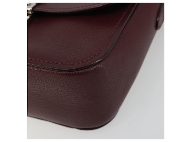 Miu Miu Shoulder Bag Leather Bordeaux Silver - vista 10