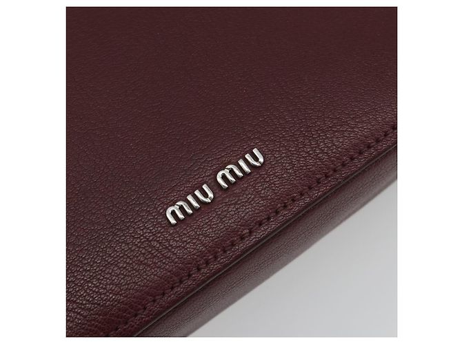 Miu Miu Shoulder Bag Leather Bordeaux Silver - vista 14