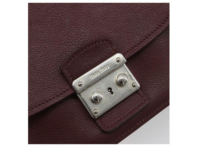 Miu Miu Shoulder Bag Leather Bordeaux Silver - vista 15