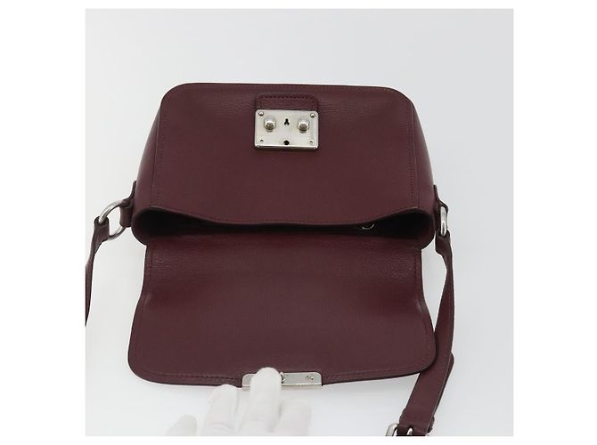 Miu Miu Shoulder Bag Leather Bordeaux Silver - vista 16