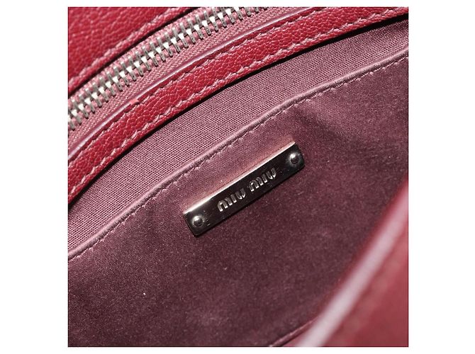 Miu Miu Shoulder Bag Leather Bordeaux Silver - vista 17