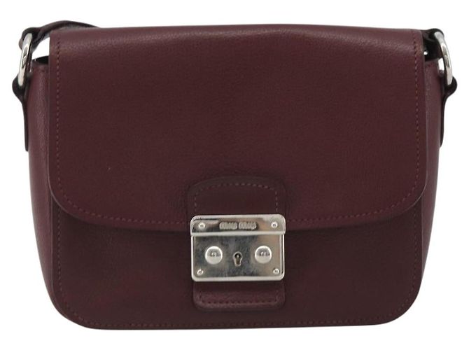 Miu Miu Shoulder Bag Leather Bordeaux Silver - vista 2