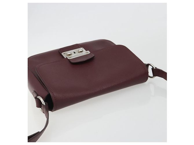 Miu Miu Shoulder Bag Leather Bordeaux Silver - vista 6