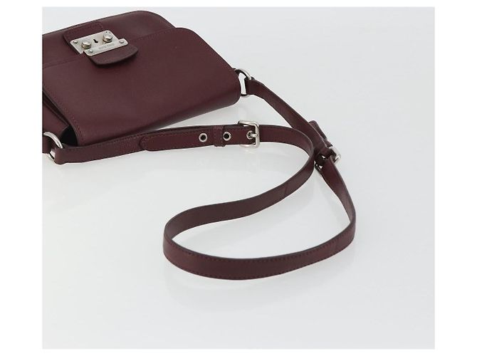 Miu Miu Shoulder Bag Leather Bordeaux Silver - vista 7