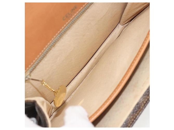 Céline CELINE Macadam Canvas Shoulder Bag PVC Leather Brown Gold - vista 11