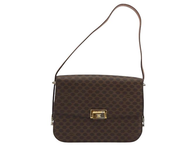 Céline CELINE Macadam Canvas Shoulder Bag PVC Leather Brown Gold - vista 13