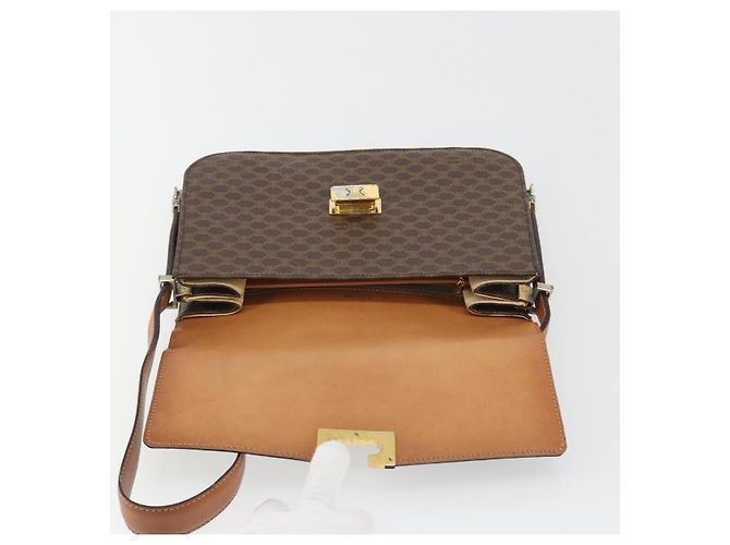Céline CELINE Macadam Canvas Shoulder Bag PVC Leather Brown Gold - vista 19