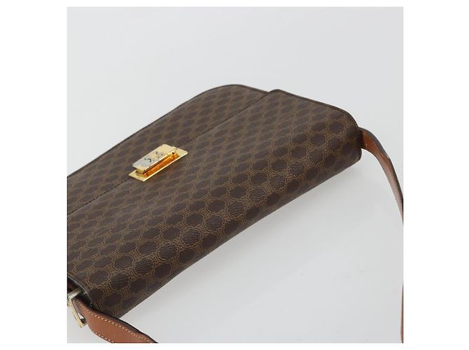 Céline CELINE Macadam Canvas Shoulder Bag PVC Leather Brown Gold - vista 6