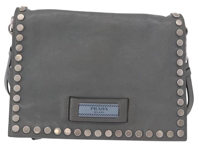 PRADA Shoulder Bag Leather 2way Gray Silver - vista 2