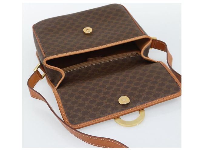 Céline CELINE Macadam Canvas Circle Shoulder Bag PVC Leather Brown Gold - vista 17