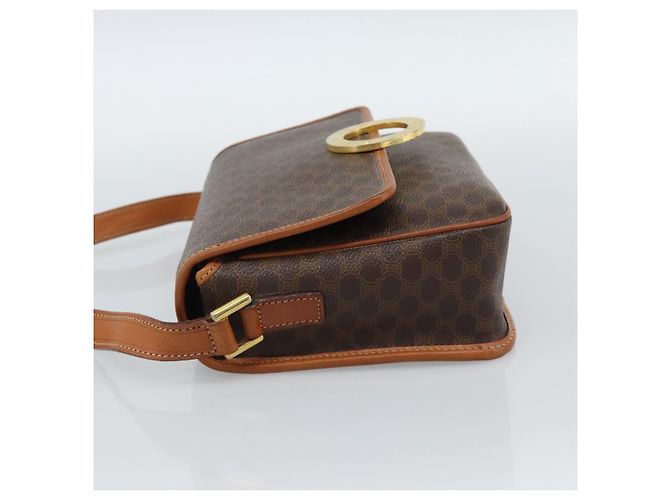 Céline CELINE Macadam Canvas Circle Shoulder Bag PVC Leather Brown Gold - vista 3