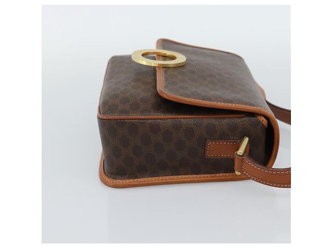 Céline CELINE Macadam Canvas Circle Shoulder Bag PVC Leather Brown Gold - vista 4