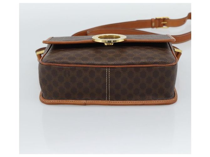 Céline CELINE Macadam Canvas Circle Shoulder Bag PVC Leather Brown Gold - vista 5