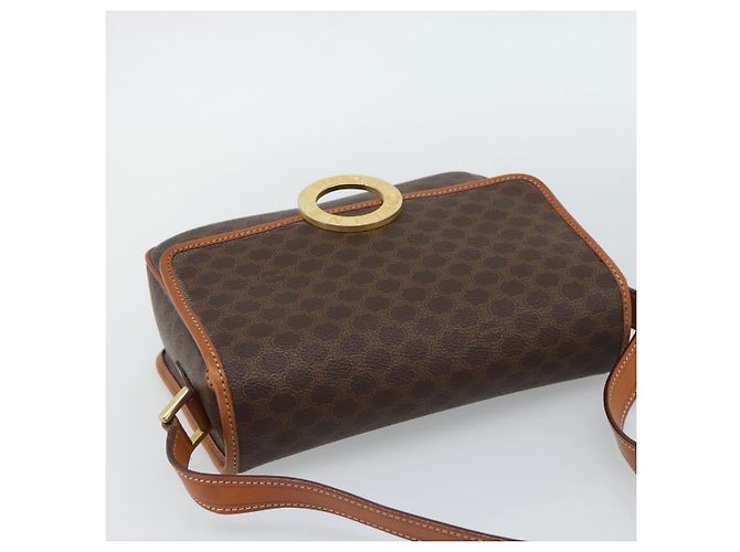 Céline CELINE Macadam Canvas Circle Shoulder Bag PVC Leather Brown Gold - vista 6