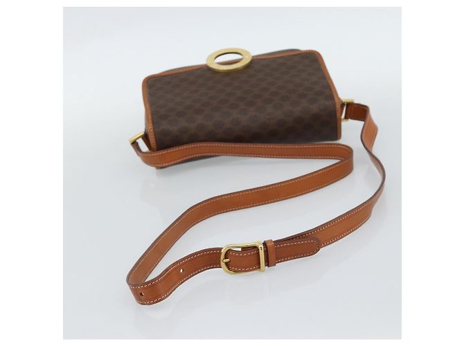 Céline CELINE Macadam Canvas Circle Shoulder Bag PVC Leather Brown Gold - vista 7