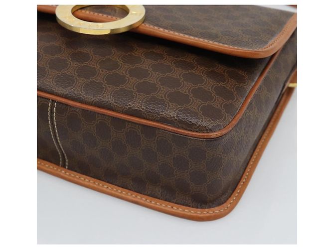 Céline CELINE Macadam Canvas Circle Shoulder Bag PVC Leather Brown Gold - vista 9