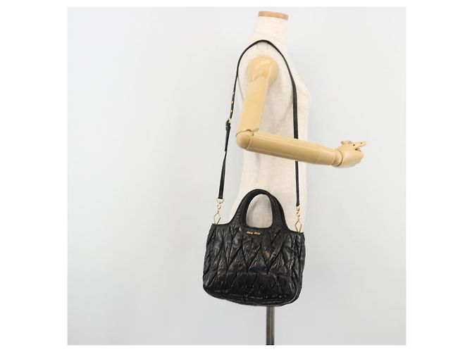 Miu Miu Hand Bag Leather 2way Black Gold - vista 26