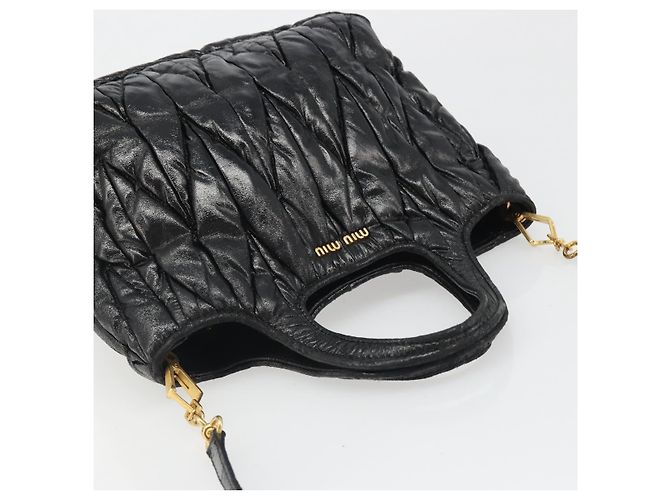 Miu Miu Hand Bag Leather 2way Black Gold - vista 6