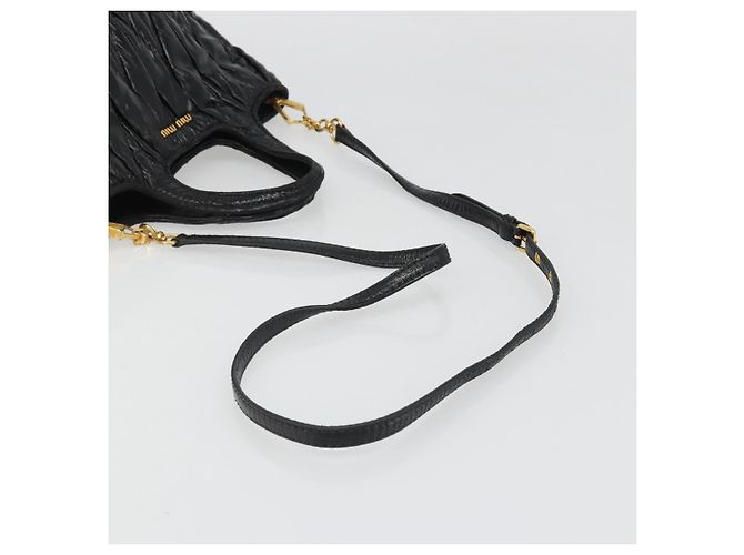 Miu Miu Hand Bag Leather 2way Black Gold - vista 9