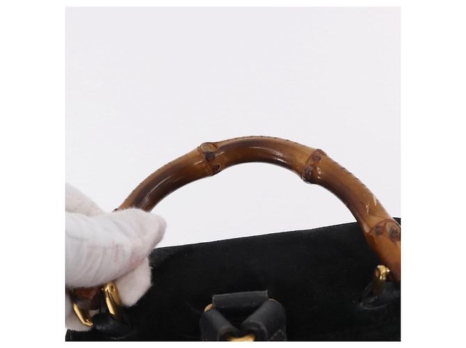 GUCCI Bamboo Backpack Suede Black Gold 003 1705 0030 - vista 14