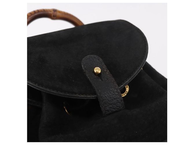 GUCCI Bamboo Backpack Suede Black Gold 003 1705 0030 - vista 21
