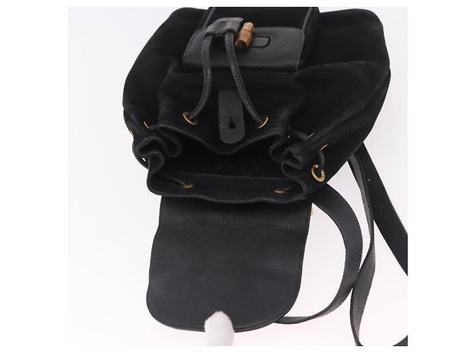 GUCCI Bamboo Backpack Suede Black Gold 003 1705 0030 - vista 22