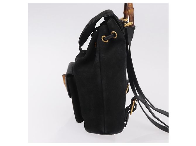 GUCCI Bamboo Backpack Suede Black Gold 003 1705 0030 - vista 3