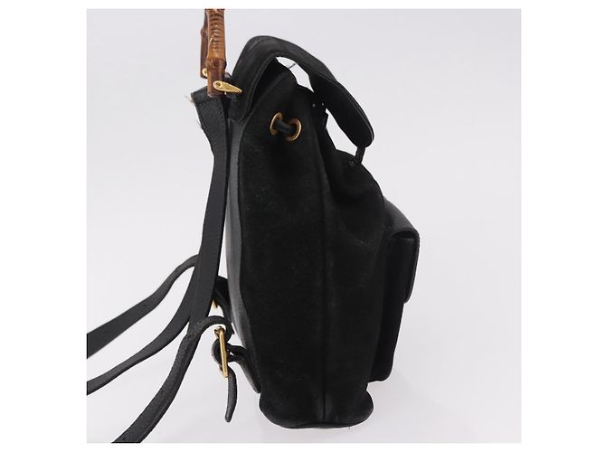 GUCCI Bamboo Backpack Suede Black Gold 003 1705 0030 - vista 4