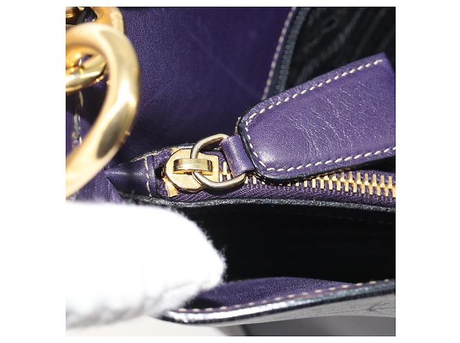 PRADA Schultertasche Leder Lila Gold - Ansicht 22