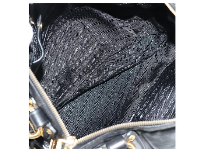 PRADA Hand Bag Leather 2way Black Gold - vista 10