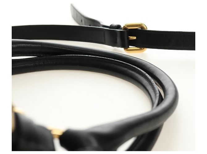 PRADA Hand Bag Leather 2way Black Gold - vista 14