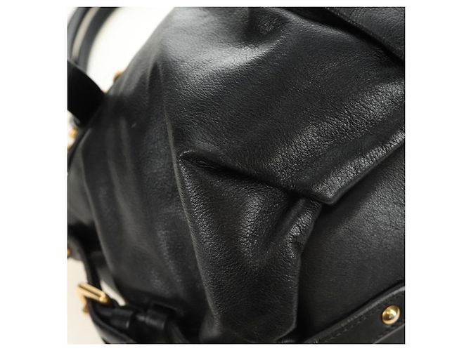PRADA Hand Bag Leather 2way Black Gold - vista 16