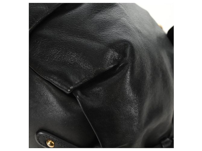 PRADA Hand Bag Leather 2way Black Gold - vista 17