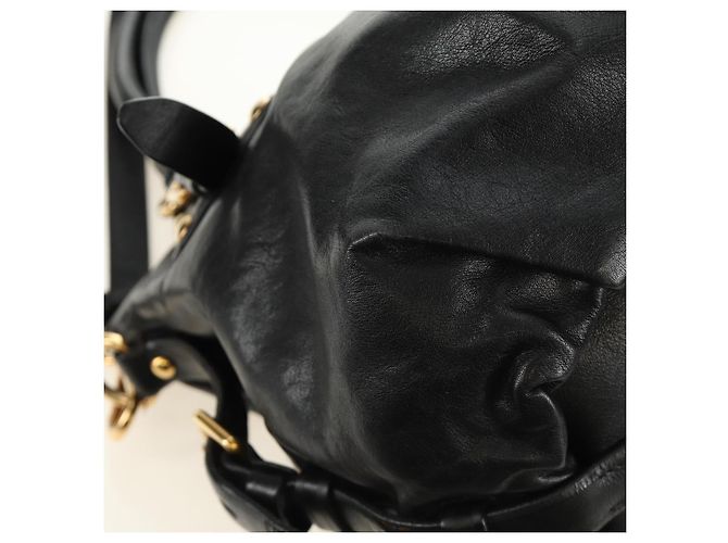 PRADA Hand Bag Leather 2way Black Gold - vista 18
