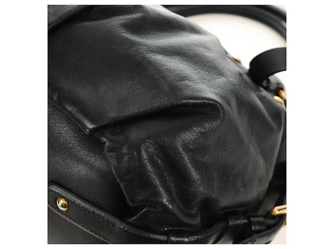 PRADA Hand Bag Leather 2way Black Gold - vista 19