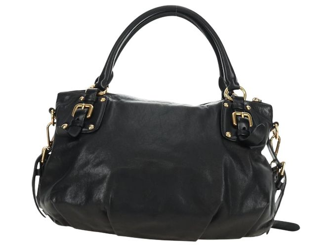PRADA Hand Bag Leather 2way Black Gold - vista 2