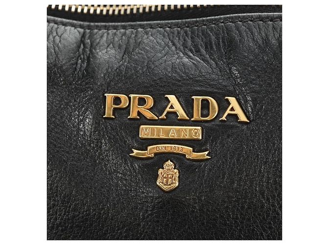 PRADA Hand Bag Leather 2way Black Gold - vista 23