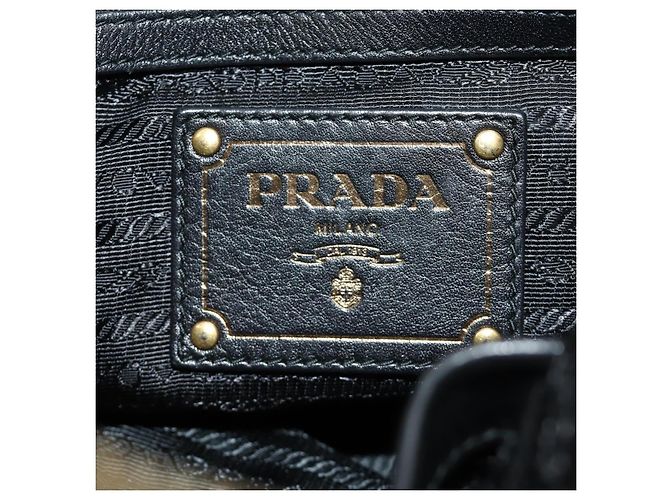 PRADA Hand Bag Leather 2way Black Gold - vista 25