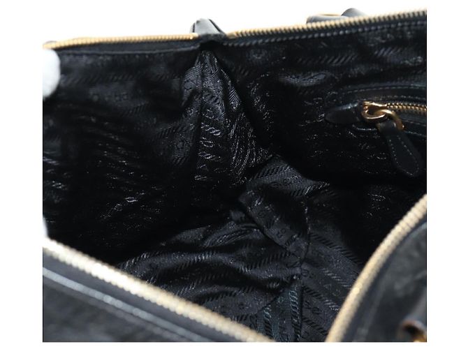 PRADA Hand Bag Leather 2way Black Gold - vista 26