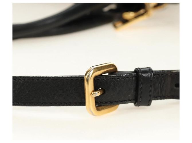 PRADA Hand Bag Leather 2way Black Gold - vista 9