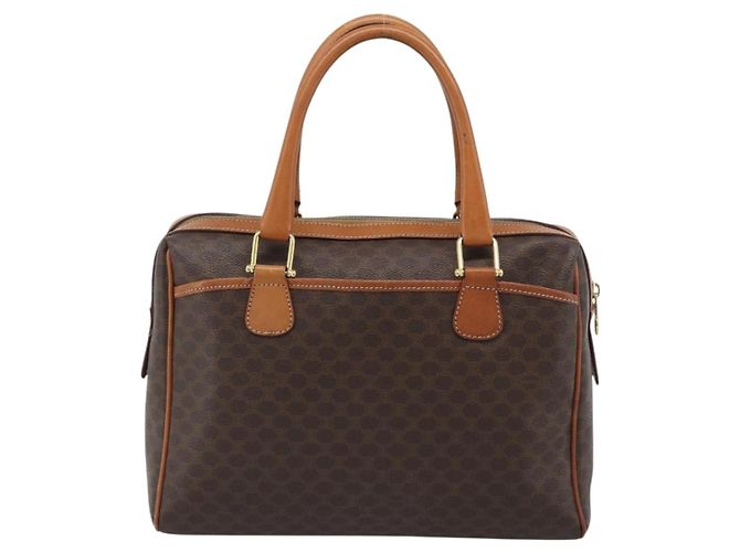 Céline CELINE Macadam Canvas Boston Bag PVC Leather Brown Gold - vista 2