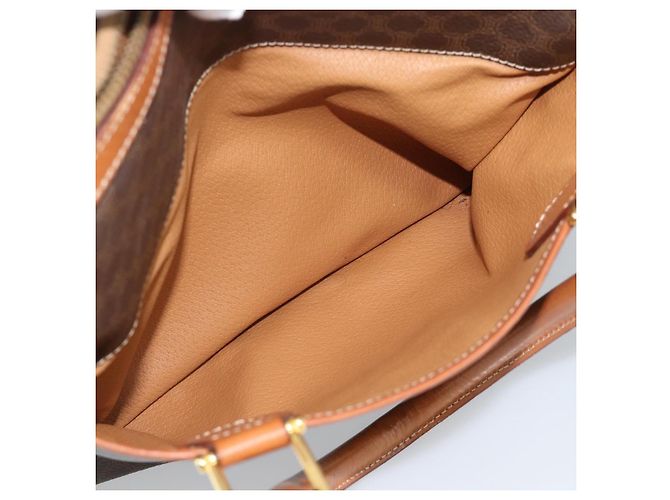 Céline CELINE Macadam Canvas Boston Bag PVC Leather Brown Gold - vista 22