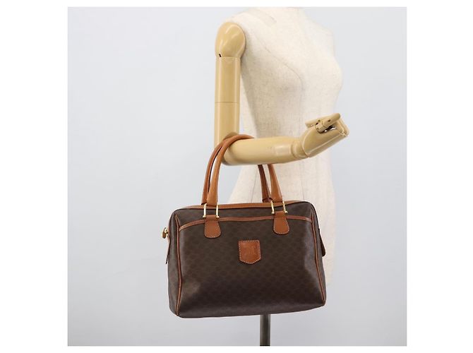 Céline CELINE Macadam Canvas Boston Bag PVC Leather Brown Gold - vista 24
