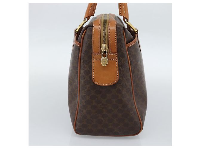 Céline CELINE Macadam Canvas Boston Bag PVC Leather Brown Gold - vista 3