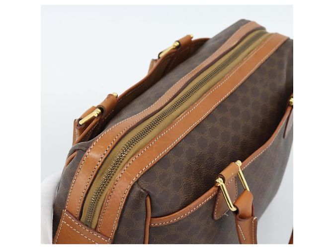 Céline CELINE Macadam Canvas Boston Bag PVC Leather Brown Gold - vista 6